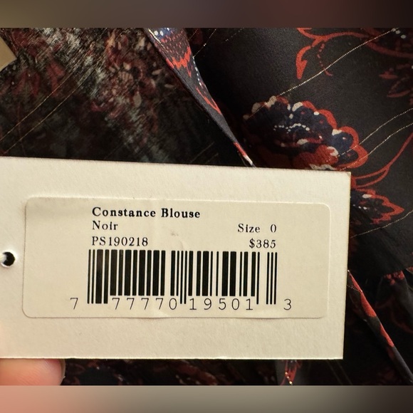 NEW NWT! $385 Ulla Johnson Constance Silk Blouse Top Noir Black Red Floral sz 0 - Picture 3 of 7